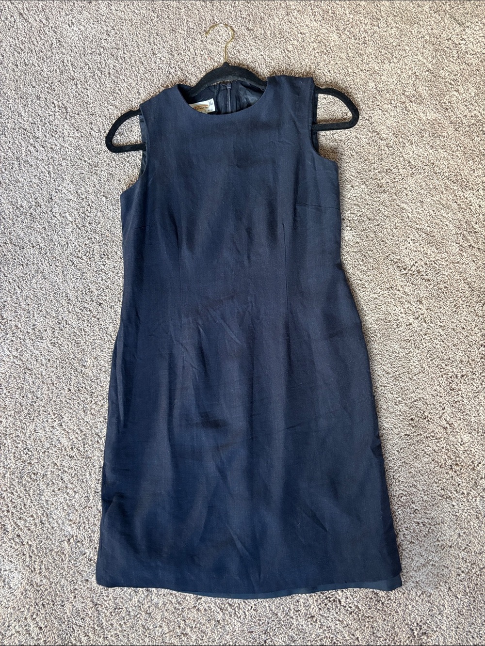 Vintage Talbots Sleeveless Linen Shift Dress in Navy size 6